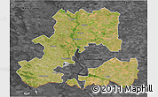 Satellite 3D Map of Csongrád, darken, desaturated