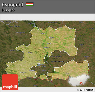 Satellite 3D Map of Csongrád, darken