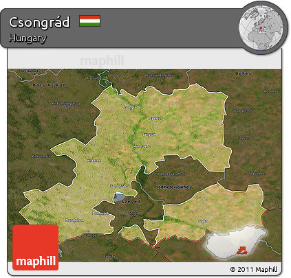 Satellite 3D Map of Csongrád, darken