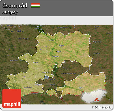 Satellite 3D Map of Csongrád, darken