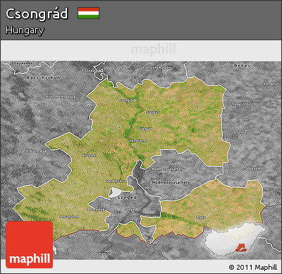 Satellite 3D Map of Csongrád, desaturated