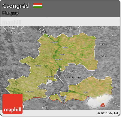 Satellite 3D Map of Csongrád, desaturated
