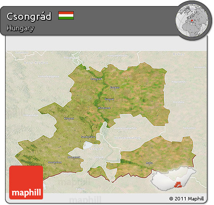 Satellite 3D Map of Csongrád, lighten