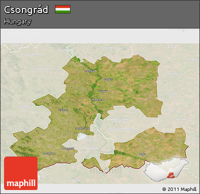 Satellite 3D Map of Csongrád, lighten