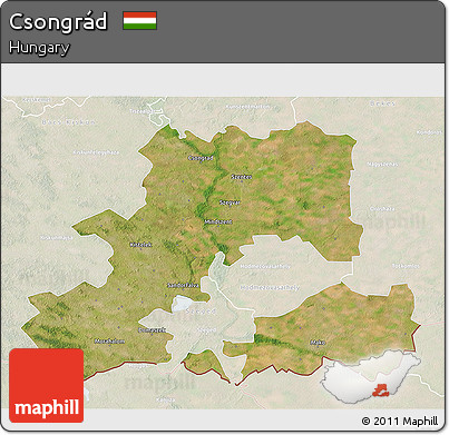 Satellite 3D Map of Csongrád, lighten