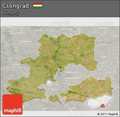 Satellite 3D Map of Csongrád, lighten, semi-desaturated