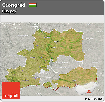 Satellite 3D Map of Csongrád, lighten, semi-desaturated