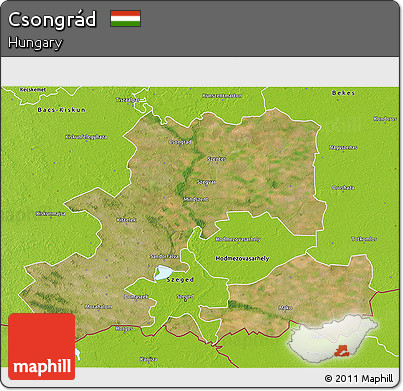 Satellite 3D Map of Csongrád, physical outside