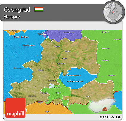 Satellite 3D Map of Csongrád, political outside