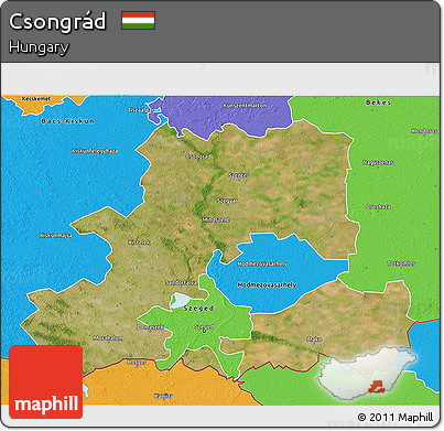 Satellite 3D Map of Csongrád, political outside