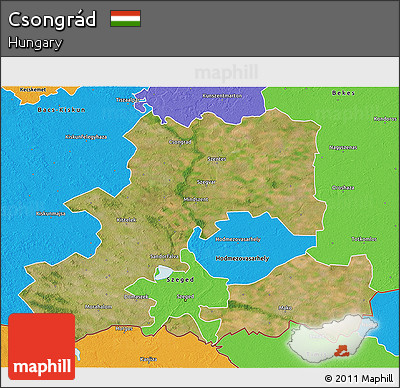 Satellite 3D Map of Csongrád, political outside