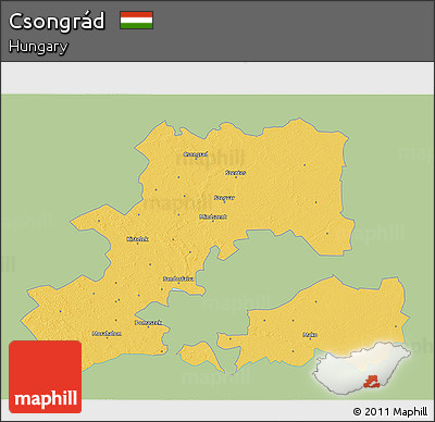 Savanna Style 3D Map of Csongrád, single color outside