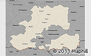 Shaded Relief 3D Map of Csongrád, darken, desaturated