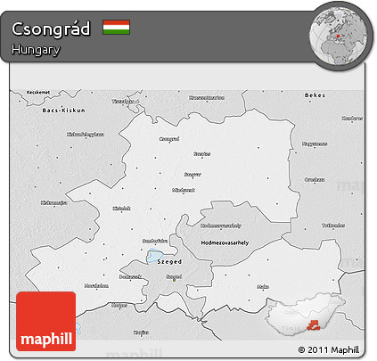 Silver Style 3D Map of Csongrád
