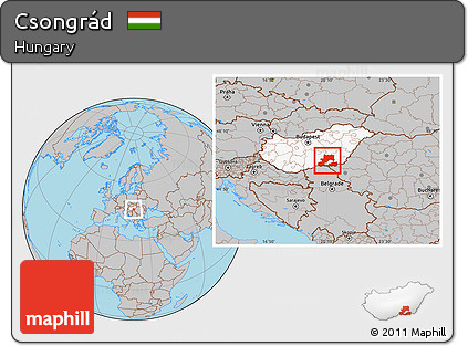 Gray Location Map of Csongrád, highlighted country