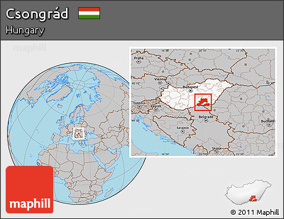 Gray Location Map of Csongrád, highlighted country