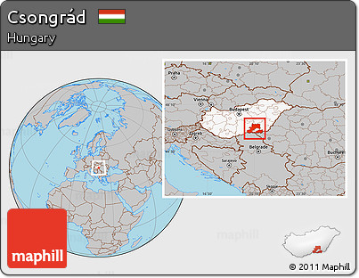 Gray Location Map of Csongrád, highlighted country
