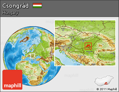 Physical Location Map of Csongrád, within the entire country