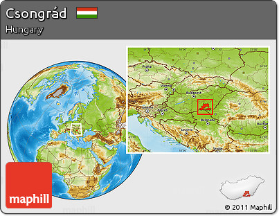 Physical Location Map of Csongrád, within the entire country