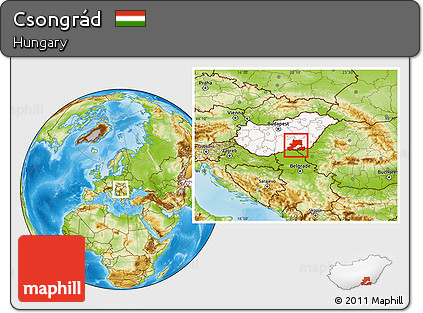 Physical Location Map of Csongrád, highlighted country