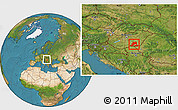 Satellite Location Map of Csongrád, within the entire country