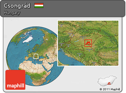 Satellite Location Map of Csongrád