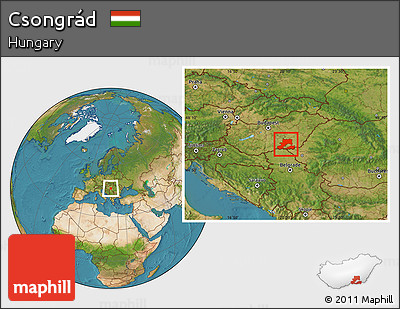 Satellite Location Map of Csongrád