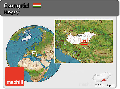 Satellite Location Map of Csongrád, highlighted country