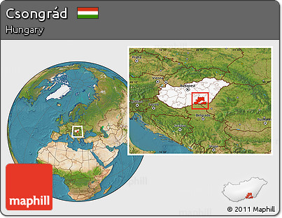 Satellite Location Map of Csongrád, highlighted country