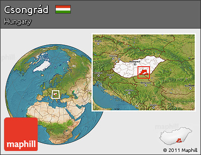 Satellite Location Map of Csongrád, highlighted country