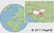 Savanna Style Location Map of Csongrád, highlighted country, within the entire country