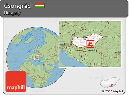 Savanna Style Location Map of Csongrád, highlighted country