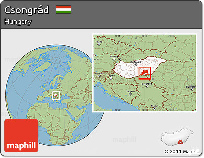 Savanna Style Location Map of Csongrád, highlighted country