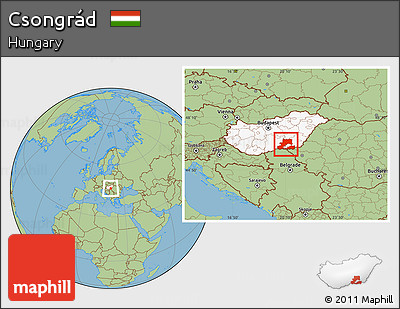 Savanna Style Location Map of Csongrád, highlighted country