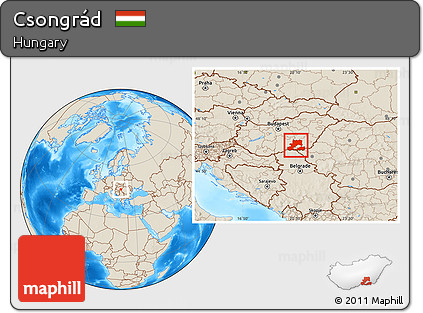 Shaded Relief Location Map of Csongrád