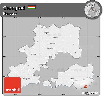 Gray Map of Csongrád, single color outside