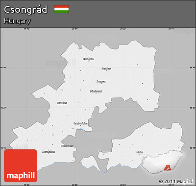 Gray Map of Csongrád, single color outside