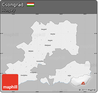 Gray Map of Csongrád, single color outside