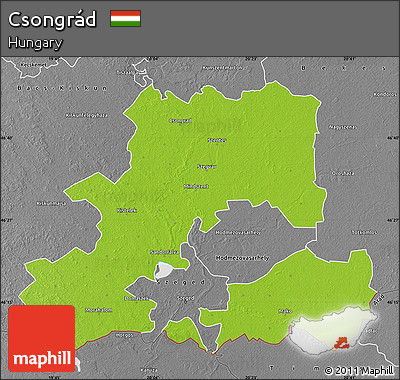 Physical Map of Csongrád, desaturated