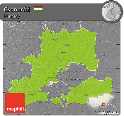 Physical Map of Csongrád, desaturated