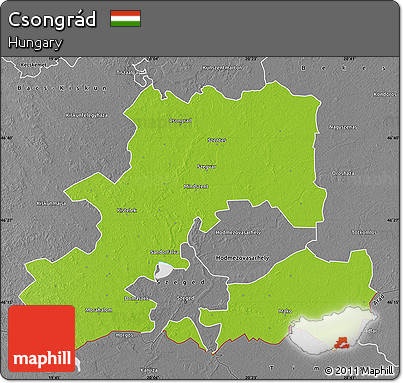 Physical Map of Csongrád, desaturated