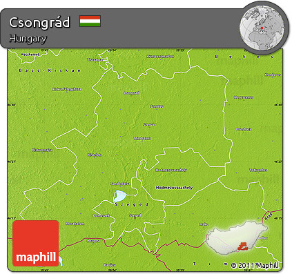 Physical Map of Csongrád