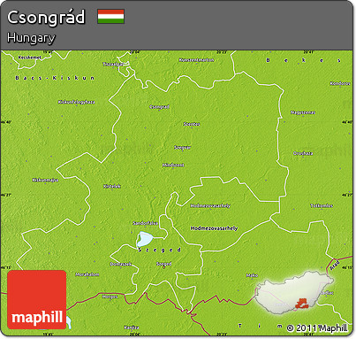 Physical Map of Csongrád