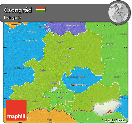 Physical Map of Csongrád, political outside