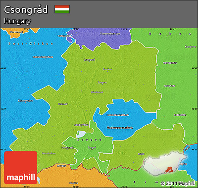 Physical Map of Csongrád, political outside