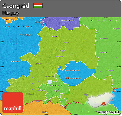 Physical Map of Csongrád, political outside