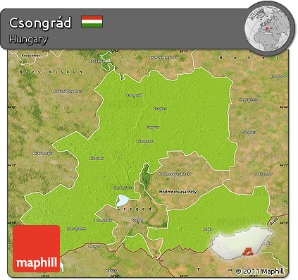 Physical Map of Csongrád, satellite outside