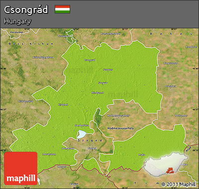 Physical Map of Csongrád, satellite outside