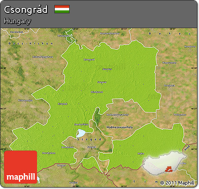 Physical Map of Csongrád, satellite outside