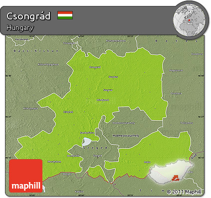 Physical Map of Csongrád, semi-desaturated
